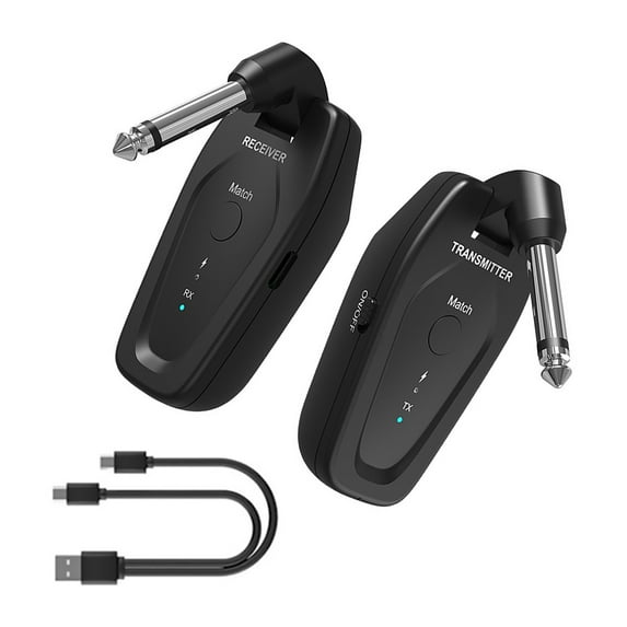 Portable Rechargeable Wireless Guitar System UHF Technology, 24bit/48kHz Sampling Rate for Guitarists and Musicians