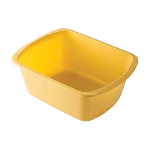 Portable Rectangular Plastic Wash Basin, 6 Quarts with Graduations, Gold (4 Pack)