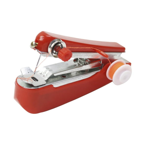Portable Red Sewing Machine Home Multifunction Mini Cordless Handheld Manual Sewing Machine for Needlework Random Thread Color