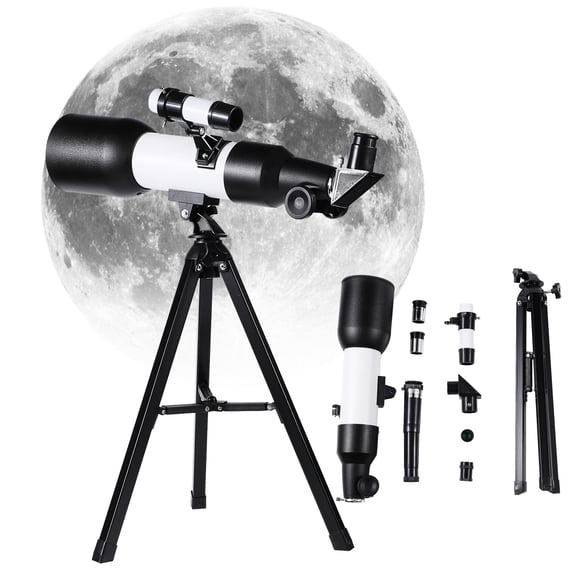 Portable Refracting Astronomical Telescope, Multi-Coated High Transmittance Optical Lens, Stable Alloy Tripod No Tool Setup Scope for Kids Beginners Moon Observation Outdoor Nature Exploring