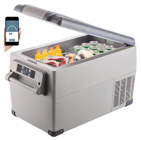 Portable Refrigerator 37 Quart, 12V Car Refrigerator App Control (-4 to 68F), Dual Zone Fridge Freezer for Camping, Road Trips, RV, Fishing - 35L Car Cooler