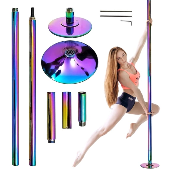 Portable Removable Dance Pole 45mm, Durable Steel Fitness Equipment for Apartment Workouts, and Pole Dance Classes(Colorful)