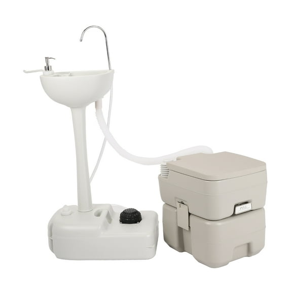 Portable Removable Outdoor Hand Sink with Toilet - HDPE Material, Pedal Design, 19L Water Tank, for Camping & Worksites
