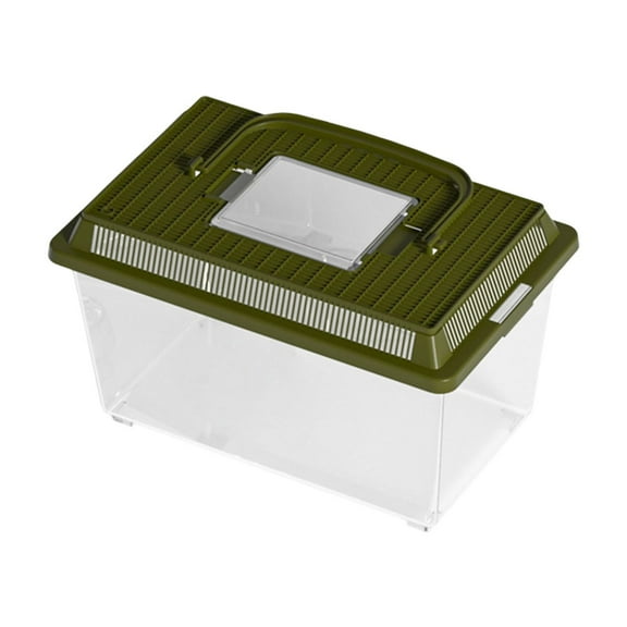 Portable Reptile Feeding Tank with Handle, Ventilated Faunarium for Geckos Crickets & Small Reptiles, Easy Clean Observation Habitat for Transport & Feeding