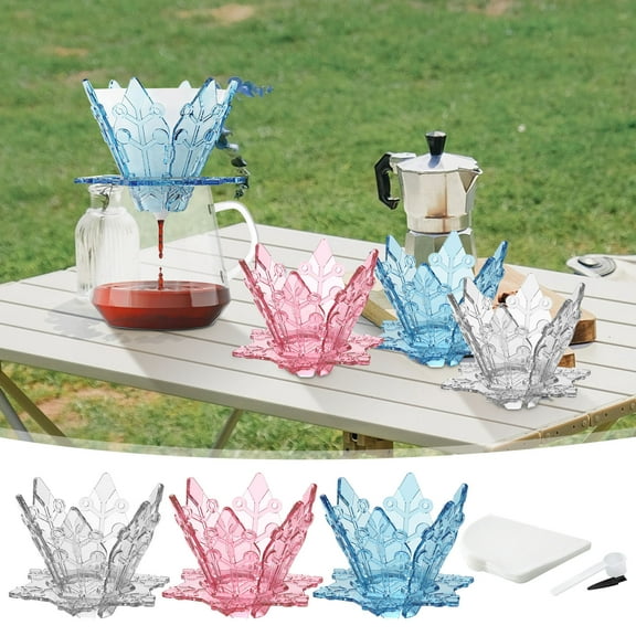 Portable Resin Coffee Dripper 1-Cup Slow Brew Pour Over Maker with Foldable Snowflake Design for Even Extraction, Ideal for Travel Camping and Home Use(Blue),Ccwuwei