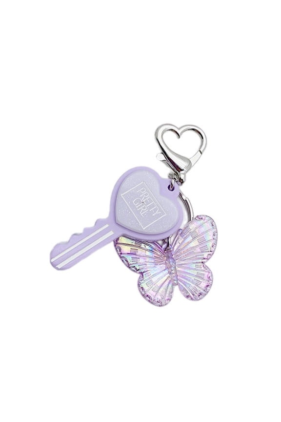 Portable Resin Keychain Candy Colored Heart Key Shaped Keyring with Butterfly Charm Elegant Bag Charm Wallet Accessory