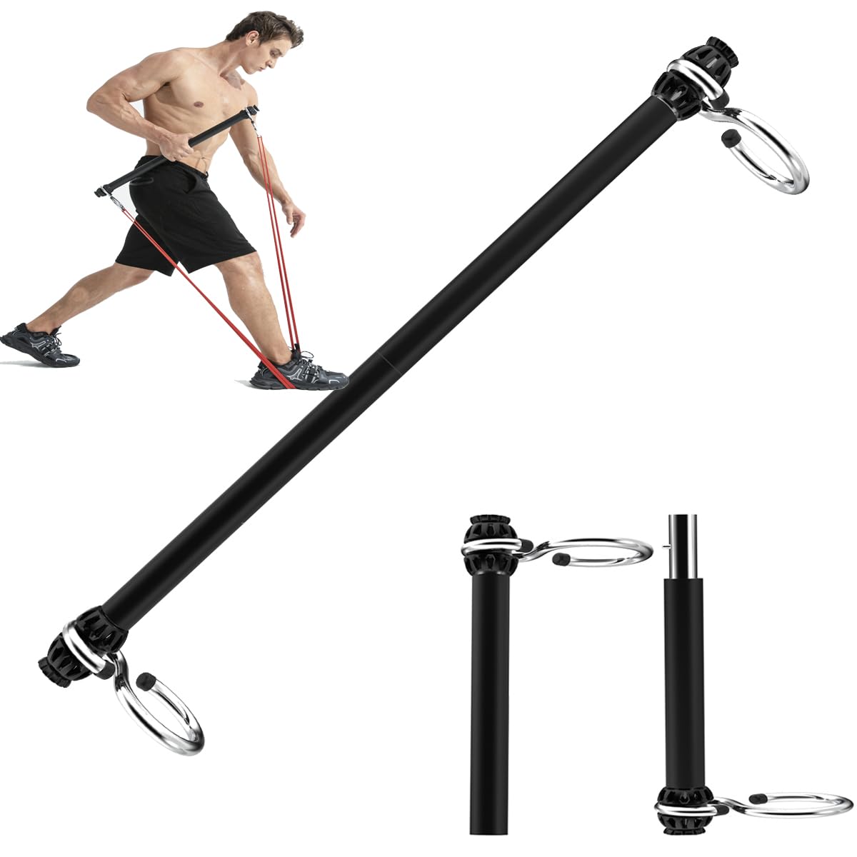Portable Resistance Band Bar25.5 Inches Home Gym Workouts Squats