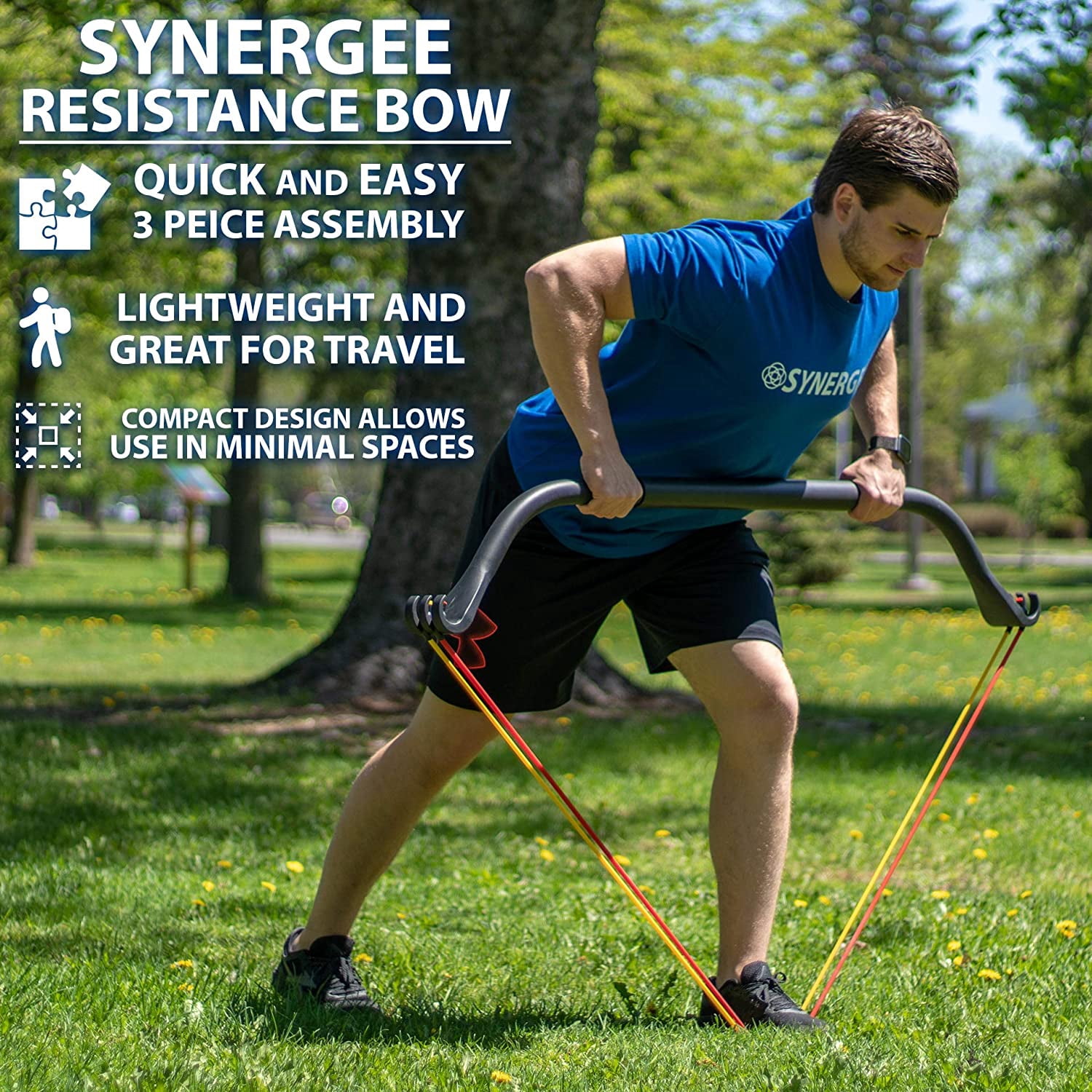 Portable Resistance Bow Home Gym Kit with 4 Bands - Full Body Workout System for Travel & Outdoors