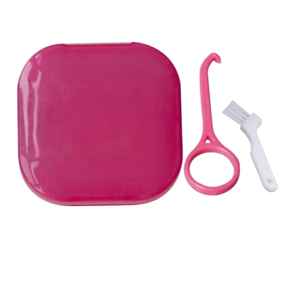 Portable Retainer Case with Brush and Retainer Remover - Includes 1 Dental Case, 1 Cleaning Brush, 1 Retainer Hook, Compact Design for Travel, Home Use - Suitable for Retainers, Dentures, Mouth Guard