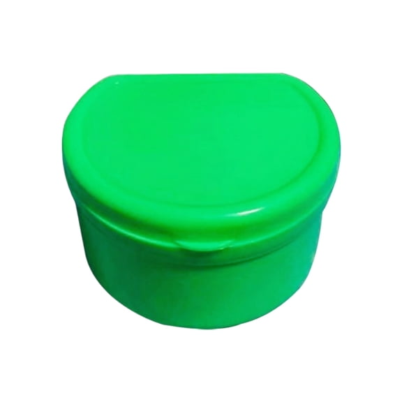 Portable Retainer Case for Cleaning, Compact Green Denture Cleaner Container with Secure Lid, for Travel, Home Use, Daily Oral Care - 1PC