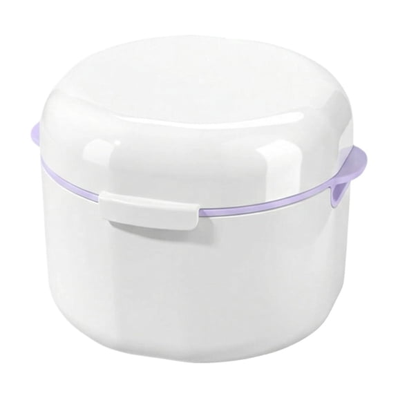 Portable Retainer Cleaner Case, Denture Cleaning Storage Container with Secure Closure, for Travel, Daily Use, Orthodontic Retainers, Dentures, Mouth Guards - White
