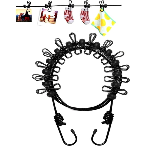 Portable Retractable Clothesline Travel Drying Line with 12 Clothespins, No Drill Non-Slip Heavy Duty Clothes Line, Outdoor Camping RV Hotel Balcony Backyard Essentials Accessories