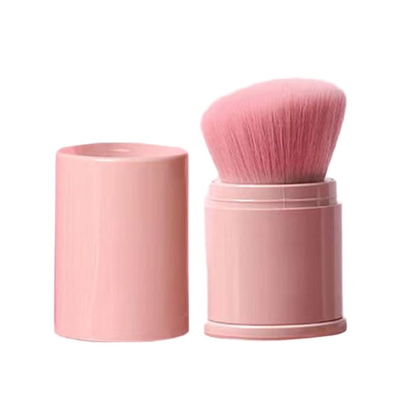 Portable Retractable Makeup Brush - Mini Blush & Foundation Applicator for Travel & Daily Use, Pink