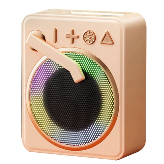 Portable Retro Bluetooth 5.0 Speaker+RGB Light Wireless Record Player Speakers Support TF Card U Disk MP3 Player Pink
