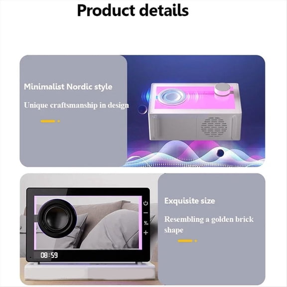 Portable Retro Bluetooth Speaker Clock Wireless HiFi Transparent Soundbar with RGB Light TF Card Audio Music Player A G