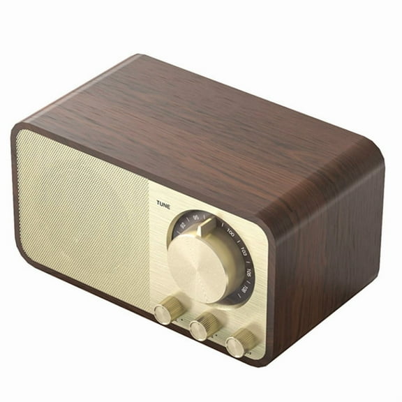 Portable Retro FM Radio Solid Wood Vintage Radio Receiver Wireless Subwoofer Bluetooth Speaker Sound Box
