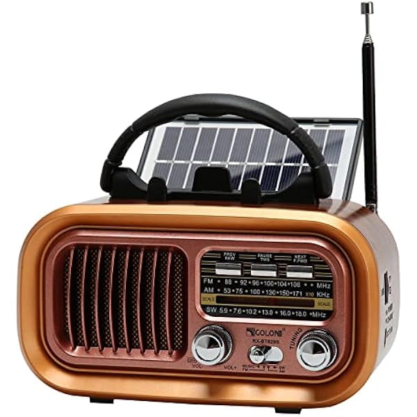 Portable Retro Radio With Bluetooth Speaker, Small Vintage Am Fm Shortwave Radio,Solar/Battery Operated/Rechargeable Transisto Radio,Tws, Support Tf Card/Usb Playing, Gifts For Man Women - Gold