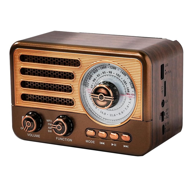Portable Retro Radio Mini FM/AM/SW Radio Receiver Vintage Bluetooth Speaker with LED F y9143