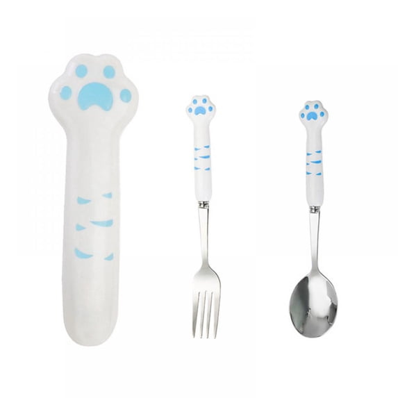 Portable Reusable Flatware Cat Claw Travel Utensils Case with Stainless Steel Fork Spoon