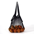 thumbnail image 1 of Portable Reusable Grocery Bags Cotton Mesh Bag Foldable Fruit and Vegetable Storage Bag Short/Long Handle Net Shopping Bags (Black--Long), 1 of 7