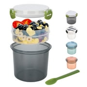  Wheelive Insulated Yogurt Container with Lid, Leak Proof  Stainless Steel Parfait Cups with Lids and Reusable Plastic Spoon, 17oz  Overnight Oats Containers with Lid On the Go, Dishwasher Freezer Safe: Home