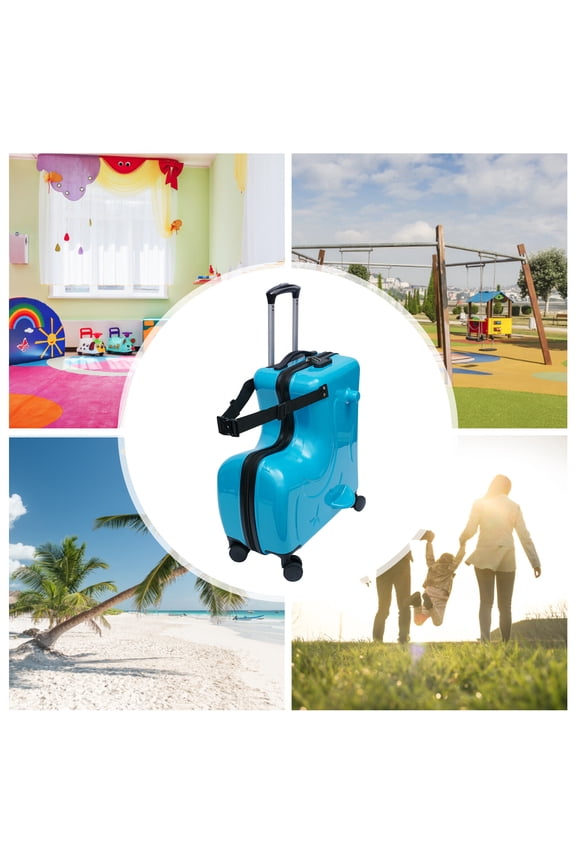 Portable Ride-On Suitcase, Kids Luggage, Rolling Luggage Trolley Case for Travelling