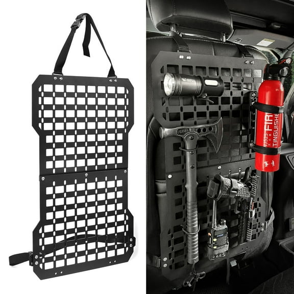 Portable Rigid MOLLE Panel with Handle, Car Back Seat Organizer for Modular Storage Mounting, Heavy Duty Construction