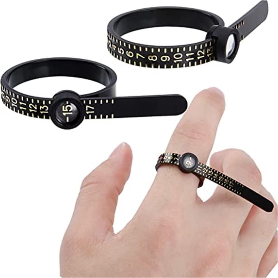 Portable Ring Sizer Measuring Tool With Built‑in Magnifier, Flexible Reusable US Sizes 1‑17 Finger Size Gauge Belt for Online Jewelry Shopping, Household Sizing for Men & Women Jewelry
