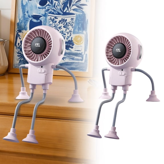 Portable Robot Fan Man, Personal Table Fan with 3 Speeds Strong Airflow & Rechargeable Battery, Small Fans for Office, Home, Outdoors Sports Camping Traveling, Pink