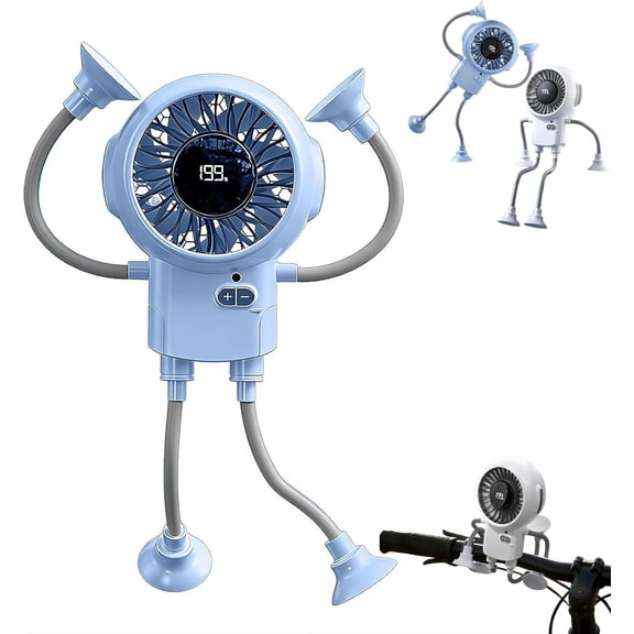 Portable Robot Fan Man, Personal Table Fan with 3 Speeds Strong Airflow & Rechargeable Battery, Small Fans for Office, Home, Outdoors Sports Camping Traveling