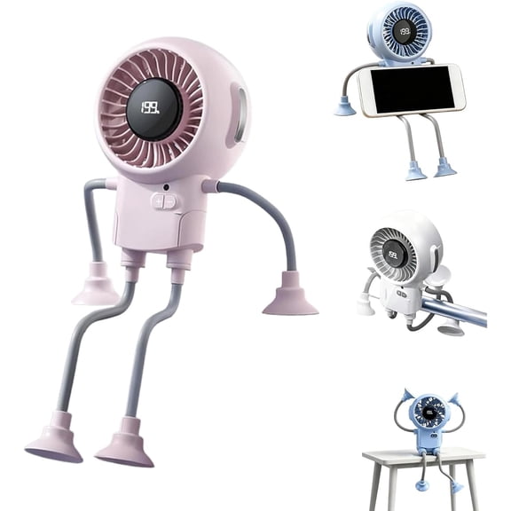 Portable Robot Fan Man with Remote, 2 in 1 Small Fun Bot Fan and Phone Stand,3 Speeds Strong , Small Fans for Office, Home, Outdoors Sports Camping Traveling