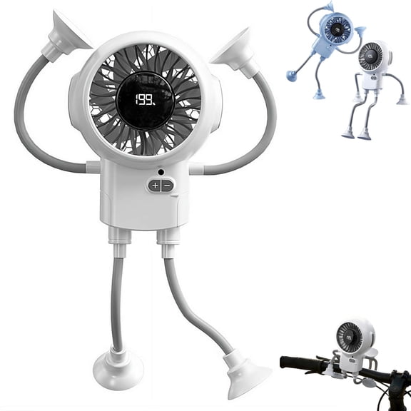 Portable Robot Fan Man with Remote, Personal Table Fan with 3 Speeds Strong Airflow & Rechargeable Battery, Small Fans for Office, Home, Outdoors Sports Camping Traveling
