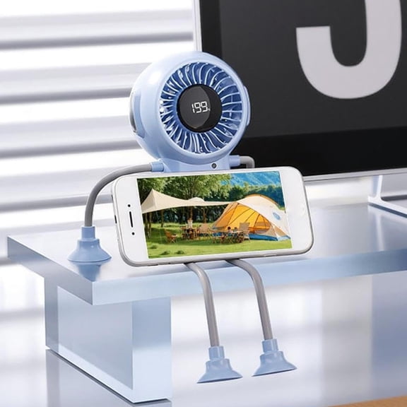 Portable Robot Fan with Flexible Arms & Suction Cups, Rechargeable Mini Personal Fan for Stroller, Desk, Car, Travel