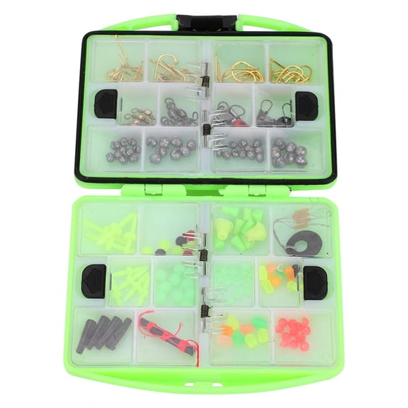Portable Rock Fishing Tackle Box with Essential Hooks, Swivels & More Ultimate 202-piece Fishing Gear Kit