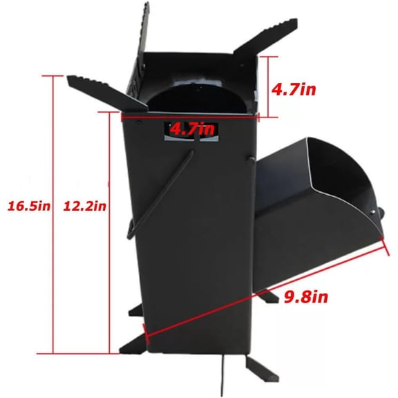 Portable Rocket Stove Wood Burning Camping Stove for Cooking Tools of Various Sizes with Stand Outdoor Backpacking Hiking BBQ Picnic Black
