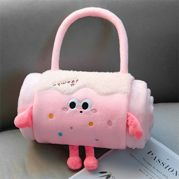 Portable Roll-Up Storage Warm Fleece & Flannel Blanket For Camping Picnics