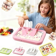 Portable Rolled Ice Cream Maker, Rolled Ices Cream Maker, Ice Cream Roller Maker, At Home Rolled Ice Cream Maker, With 2 Spatulas and Stainless Steel Cool Plate, For Frozen Yoghurt Gelato Soft