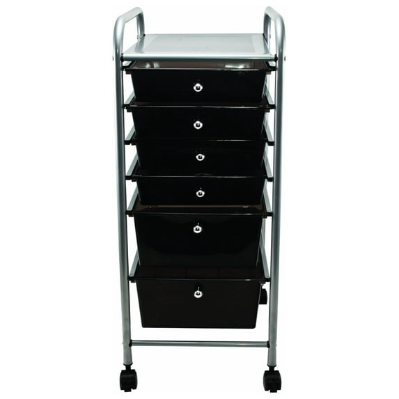 Portable Rolling Cart Organizer, 3 Drawer Storage Cart on Wheels, Mobile File Cabinet for Home Office, Workspace, 13W x 15.25D x 31.75H, Smoke Gray 6 Drawers