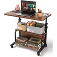 thumbnail image 1 of Portable Rolling Desk on Wheels Adjustable Height Desks for Small Spaces, 32" Computer Desk with Storage Shelves for Home Office Black, 1 of 8
