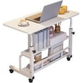 thumbnail image 1 of Portable Rolling Desk on Wheels Adjustable Height Mobile Computer Desk for Small Space Small Standing Desk with Storage Shelves for Home Office Study, 1 of 8