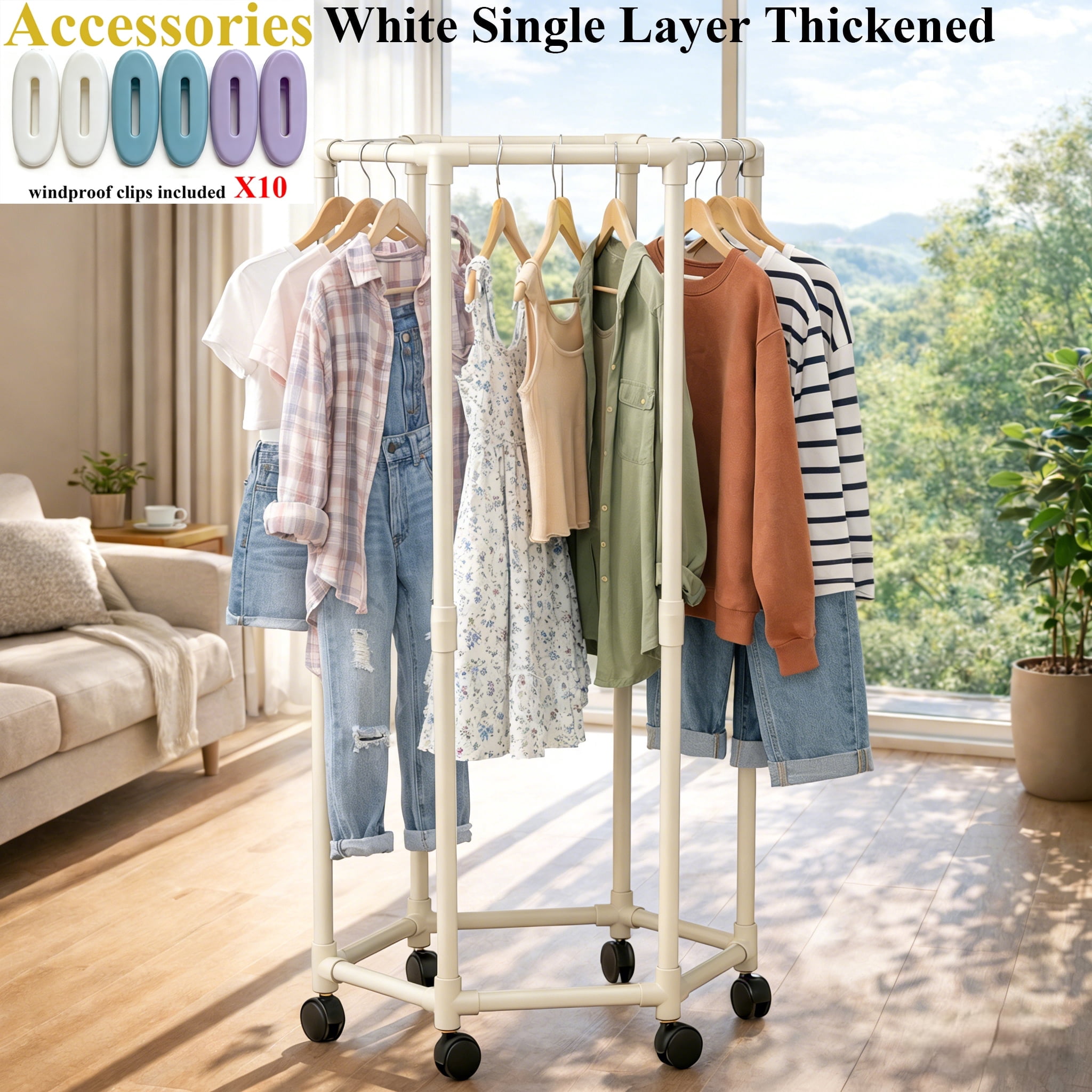 Portable Rolling Hexagon Drying Rack with High-Capacity Storage ...