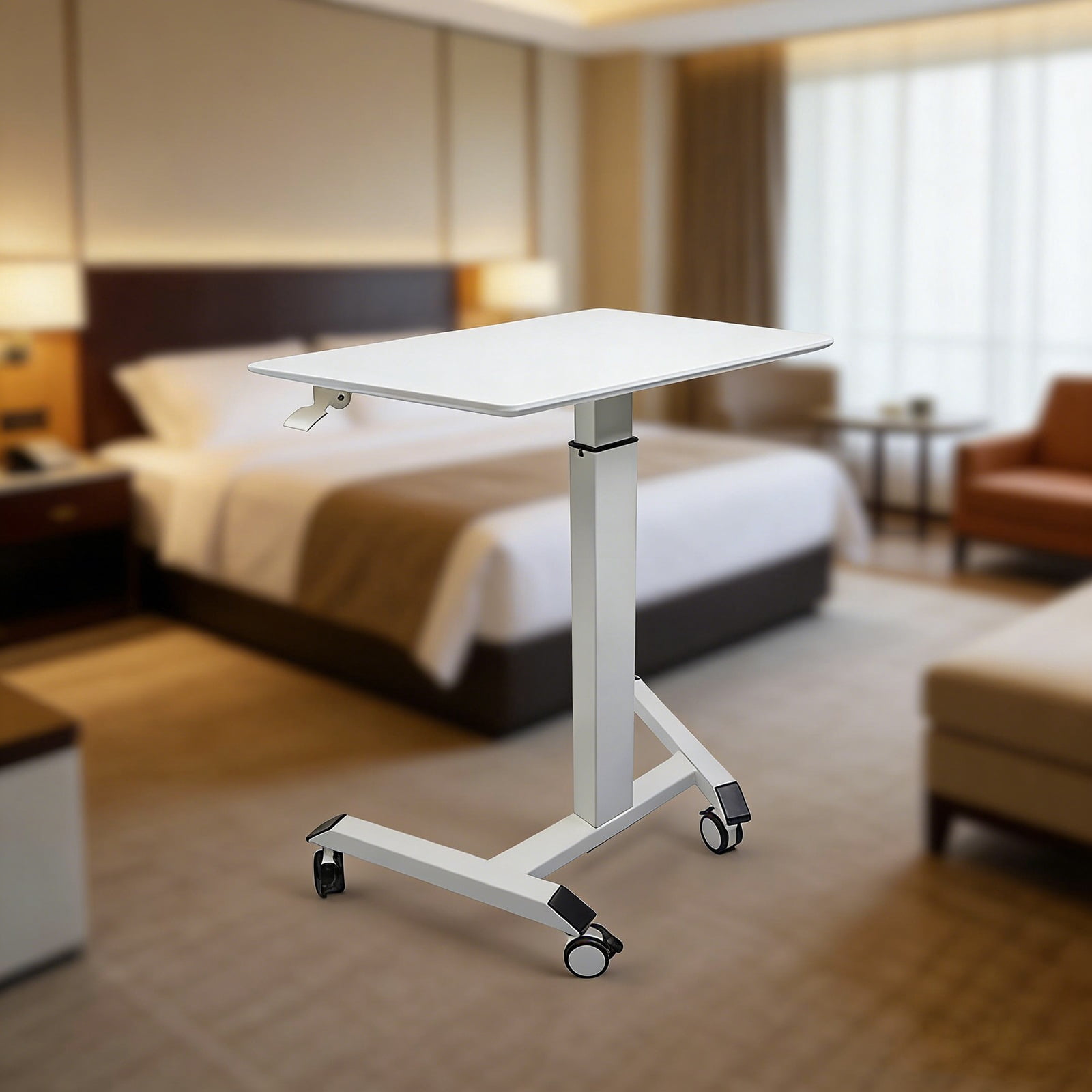 Portable Rolling Laptop Desk  Height-Adjustable Movable Desk, Standing Rolling Desk & Rolling Computer Stand for Home/Office