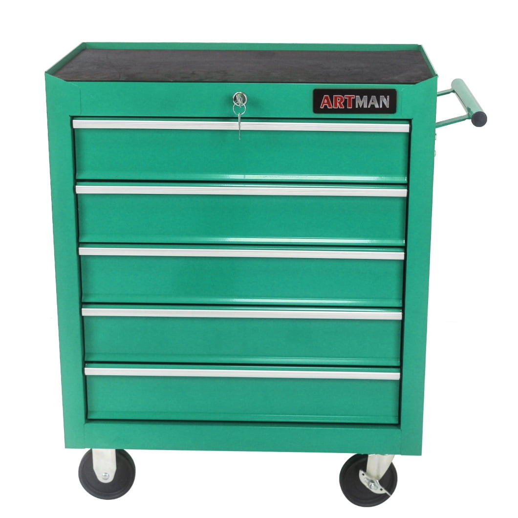 Portable Rolling Tool Cart for Garage, 5Drawer Hand Push Tool Trolley