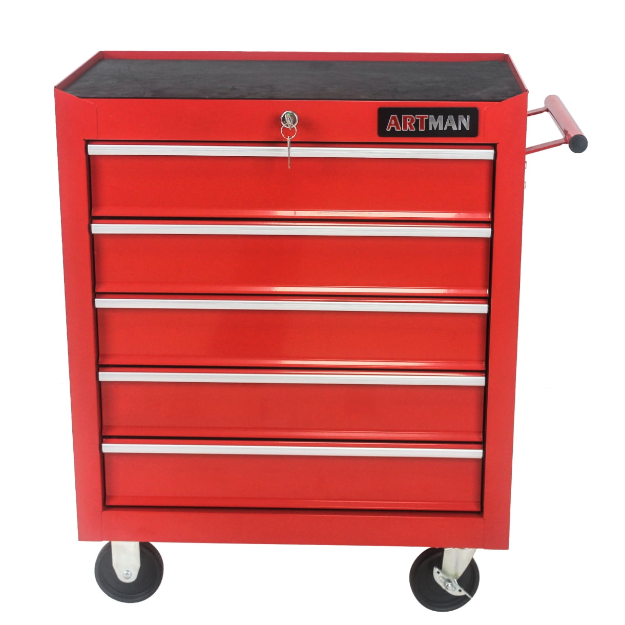 Portable Rolling Tool Cart for Garage, 5Drawer Hand Push Tool Trolley with Internal Locking