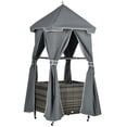 Portable Rolling Towel Cart with Shelf and Basket, Gray Wicker Poolside ...