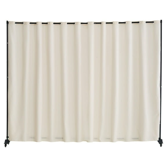 Portable Room Divider on Wheels,Freestanding Privacy Screen for Office,Bedroom,or Living Room,Beige Curtain Panel Divider