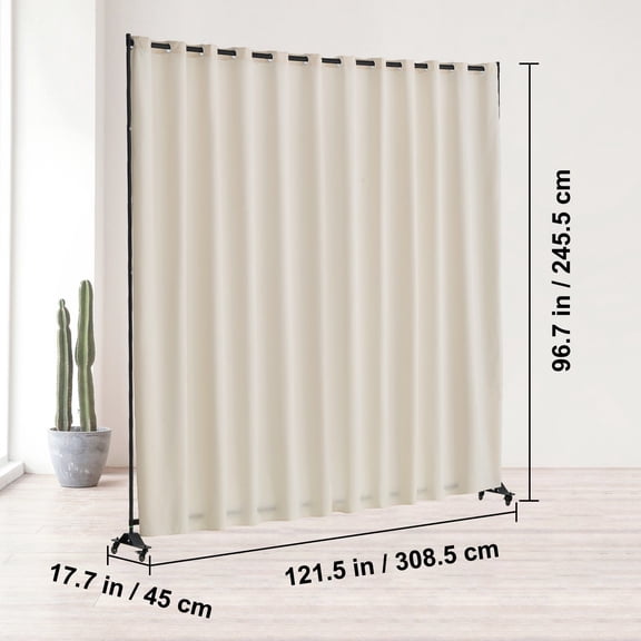 Portable Room Separator with Wheels, Easy Setup Folding Panel Divider for Home Office, Dining Room, Beige