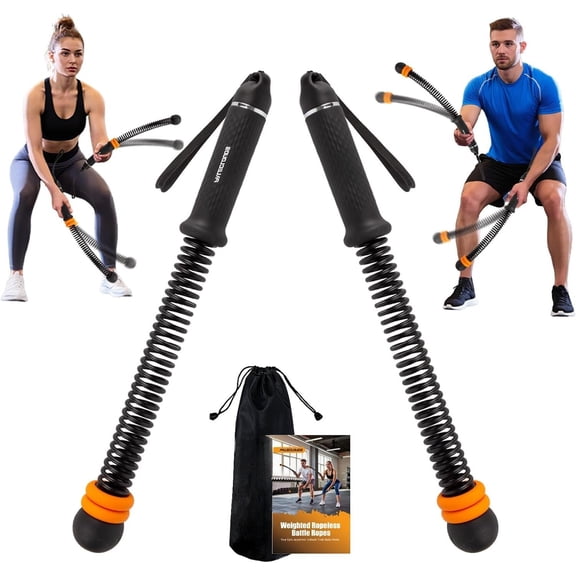Portable Ropeless Battle Ropes, Adjustable Weights Cordless Battle Ropes for  Gym with Storage Bag, Weighted Exercise Equipment for Low- Workout, Strength & HIIT, for Men & Women (Black)