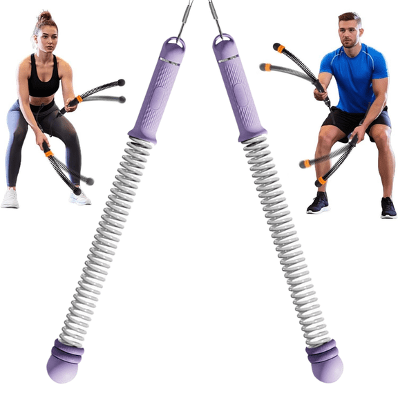 Portable Ropeless Battle Ropes, Adjustable Weights Cordless Battle Ropes for Home Gym with 2 Pack, Weighted Exercise Equipment for Low-Impact Workout, Strength & HIIT, for Men & Women (Purple)