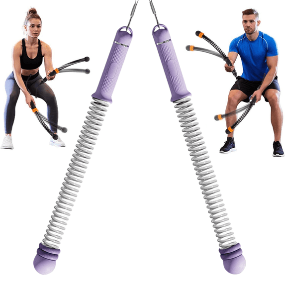 Portable Ropeless Battle Ropes, Adjustable Weights Cordless Battle Ropes for Home Gym with 2 Pack, Weighted Exercise Equipment for Low-Impact Workout, Strength & HIIT, for Men & Women (Purple)